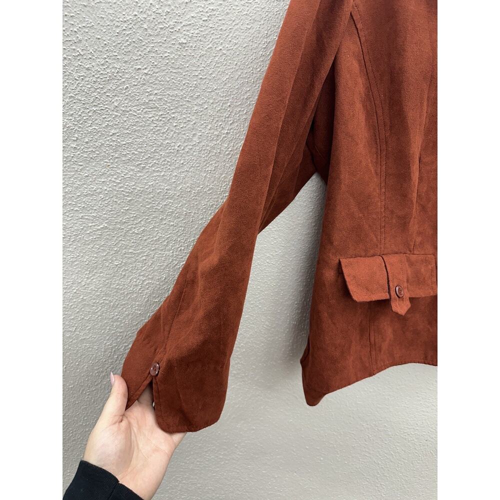 Studio 1 Womens Two Piece Set Size 16W Jacket and Skirt Orange Faux Suede - Picture 4 of 16